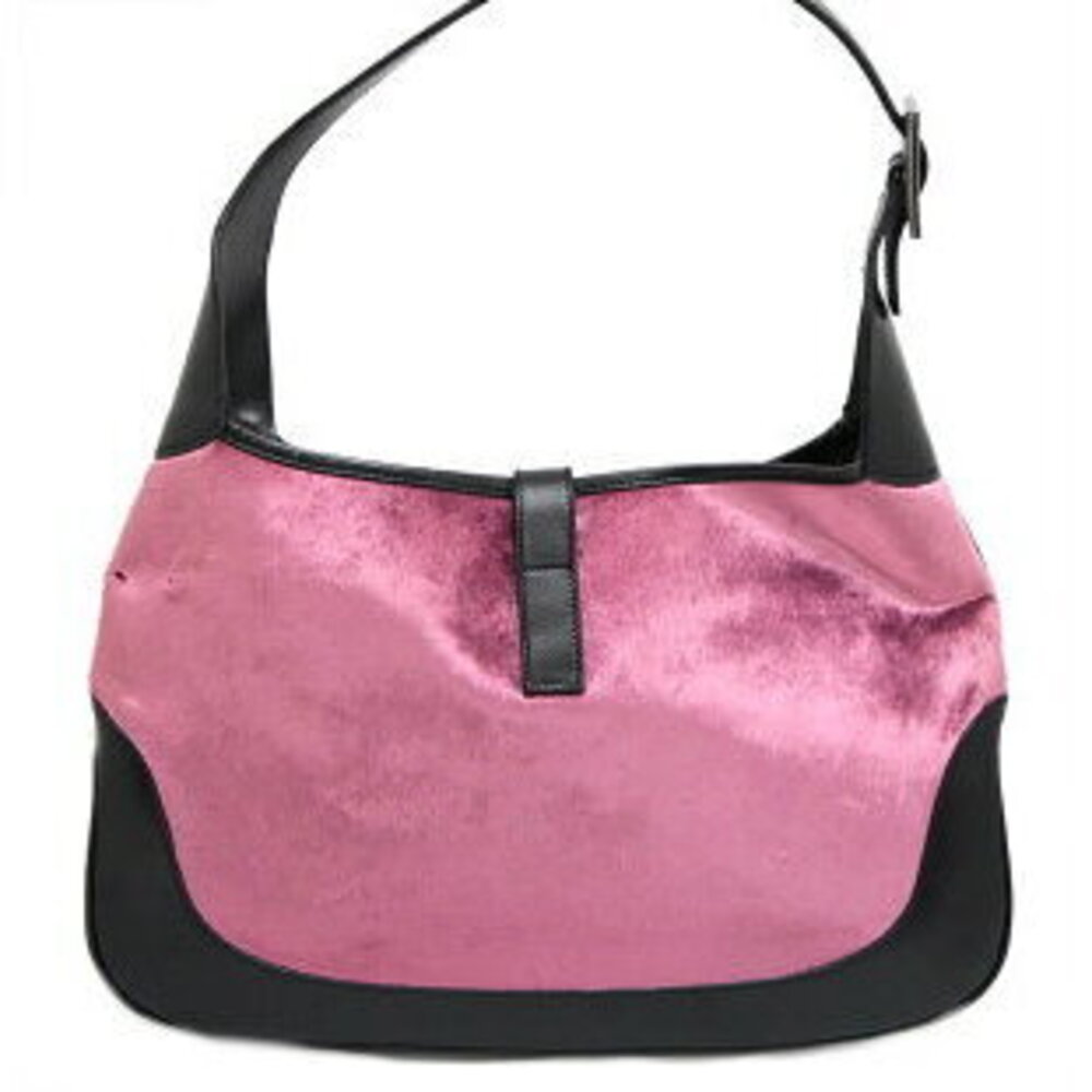 Gucci Hobo Purple Bag Jackie Leather Shoulder Velour Pink